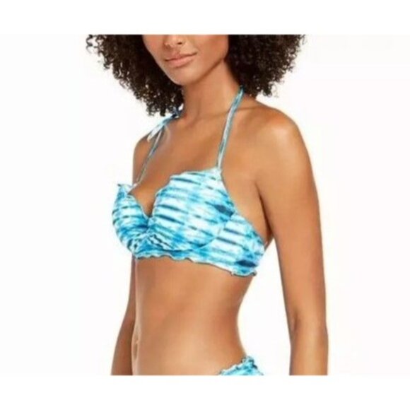 Sundazed 32/D Bikini top Swimsuit Nixie Ruffle Halter Tie-dye Swimwear - Picture 1 of 11